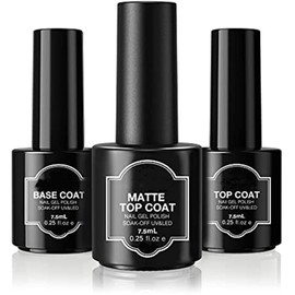 nanologi UV Nagellack Set, 7,5ml Matte Top Coat/Base Coat/Top Coat UV Nagellack Gel für Gelnägel Top Coat Matt Gel Nagellack Nail Art Starter Manicure Salon DIY Soak-Off Nail Gel