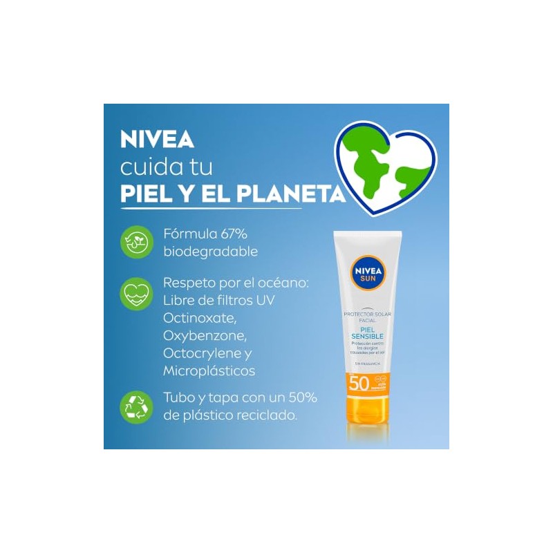 Protector Solar Facial Piel Sensible NIVEA SUN, Protección Contra Las