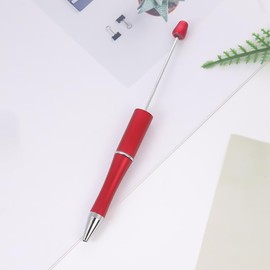 FSSTUD 20 Pieces Plastic Ballpoint Pens, Black Ink, Bead Pens, Cute Pearl Pens, Creative Pearl Pens, Craft Ballpoint Pens, DIY Beading Pens, Accessories for School, Office, Red