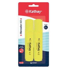 Kathay 2 x Yellow 4mm Bevelled Tip Highlighter Pens 86211960
