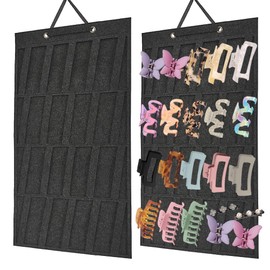 Claw Clip Organizer,Large Hair Clip Organizer,Premium Felt Hanging Claws Clips Storage Hanger for Girls Women Hair Clip,Banana Clip,Bows(NO Accessories) Display Stand for Wall Door Closet (Dark Grey)