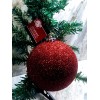 BALL Ship N 24 Hours. New-Christmas Glittered Red Glass Ball