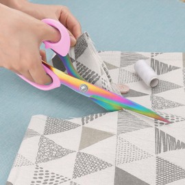 Vutyvve Fabric Scissors, Stainless Steel Titanium Plated Sewing Scissors, Heavy Duty Tailor's Scissors for Cutting Fabric, Clothing, Textiles, Sky Blue 9.2 Inch Scissors, Thread Scissors, Set of 2