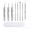 스텐 블랙헤드 짜는 도구 쥐젓제거 핀셋 코 턱 피지압출기 Stainless Steel Blackhead Extractor Tool Pimple Removal Tweezers Nose Chin Sebum Extractor