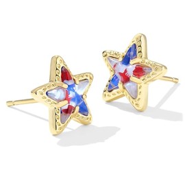 Kendra Scott Womens Cassidy Stud Earrings Gold Red White Blue Star Illusion One Size