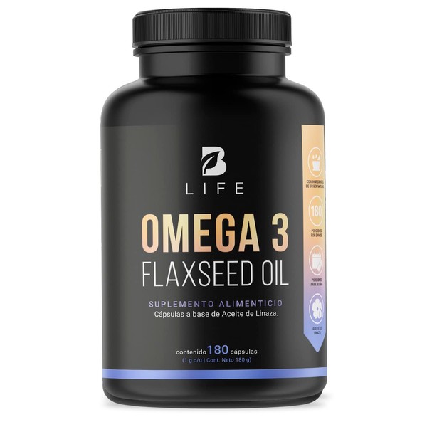 Aceite de Linaza Puro Omega 3 180 Cpsulas. Ingredientes naturales