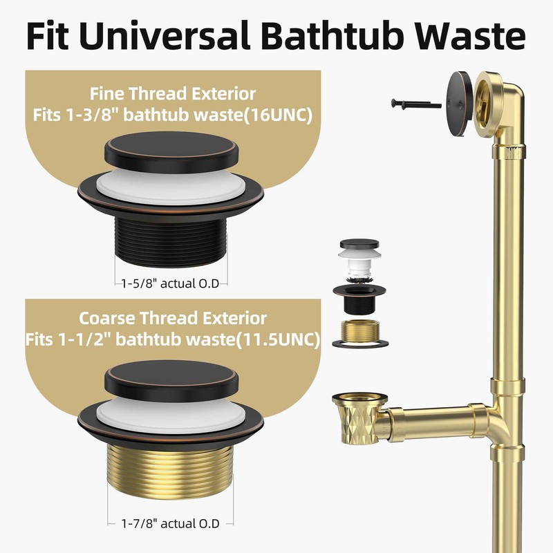 Sogmeter Oil Rubbed Bronze Tub Drain Kit with Hair Catcher,