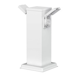 ledscom.de ledscom.de Garten Steckdosens?ule Polly f1r au?en, IP44, 2-Fach, Edelstahl, wei?, eckig, 27 cm