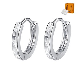 PRIVIE Women's Men's Hoop 925 Silver, Simple, Cool, Unisex, Trend, Stylish, Refined Design, Hypoallergenic, Gift, Birthday, Anniversary, Girlfriend, Wife, Friend, Gift Box Included, Silver, No