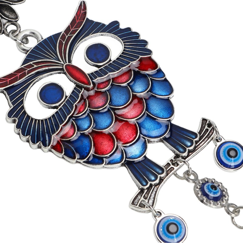 9.3in Blue Evil Eye Owl Pendant Decoration Protection Blessing Lightweight