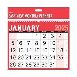 2025 A4 Landscape Easy Month To View Spiral Bound Wall Planner Calendar