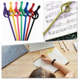 ZBJBinCH 7 Pack Treble Clef Pencil Cartoon Note Shape Pencil Set Non-toxic Pencils Christmas Toy Gifts for Drawing, Writing, Office (Random Colors)
