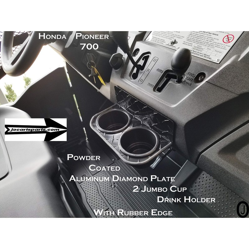 Fits Honda Pioneer 700 Jumbo Cup/Drink Holder Black Diamond Plate