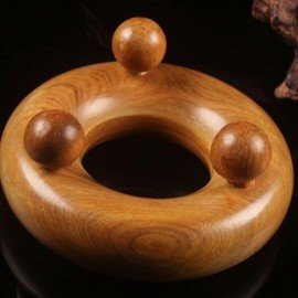 원목 마사지링 두피 발 셀프 마사지 경락 괄사 기구 Wooden Massage Ring Scalp Foot Self-Massage Gua Sha Tool