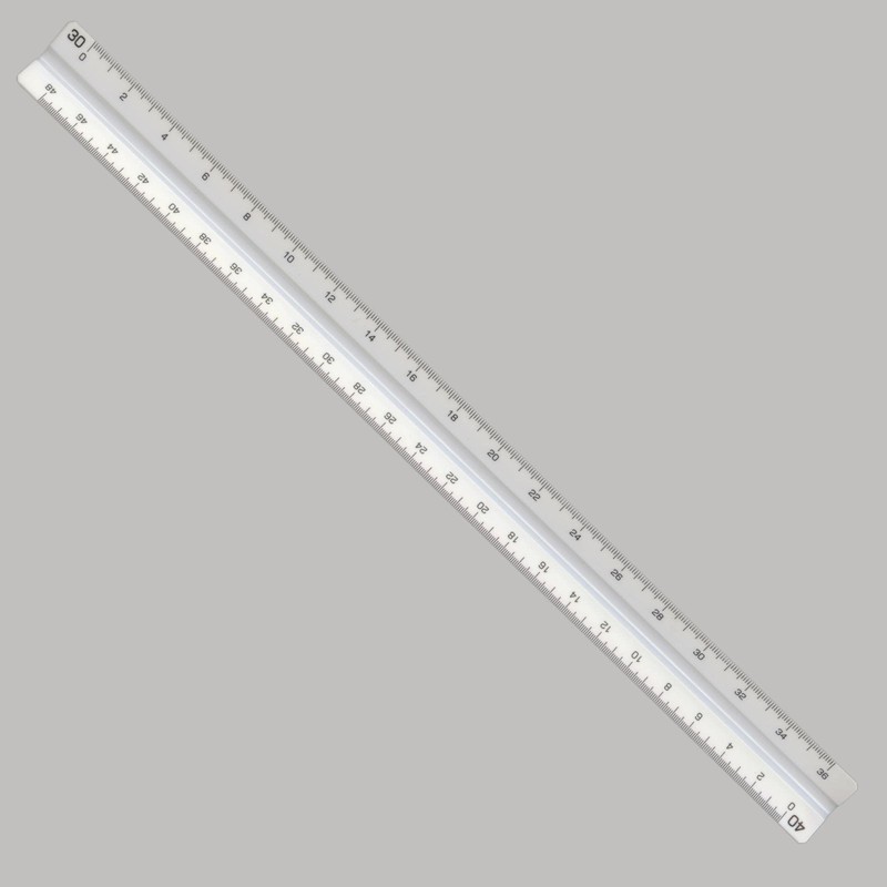 ALVIN Engineering Triangular Scale Ruler White with Black Graduations 12"