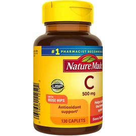 Nature Made Vitamin C 500 Mg Caplets with Rose Hips, 130 Tablets (Pack of 3)