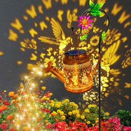 Solar Lanterns Outdoor Waterproof,Hummingbird Watering Can Garden Decor,Hanging Solar Path Lights Yard Art,Outside Patio Decorations Gardening Birthday Gifts for Mom Grandma Women with Shepherd Hook