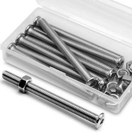 (8 pcs) M8 x 80mm Flat Round Hexagon Socket Head Screws Bolts and Nuts Set 304 Stainless Steel 18-8