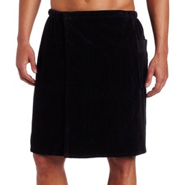 Spa Towels for Men, Spa Bath Wrap with Adustable Closure with Pocket, One Size, Black Color