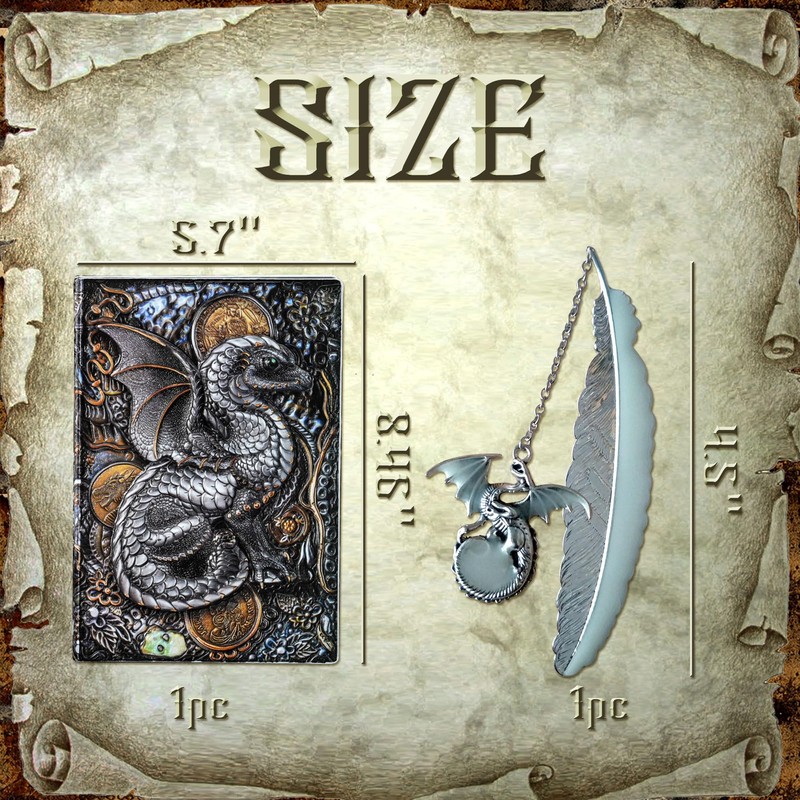 LaVenty Vintage Dragon DND Notebook Dragon Paper Notepad Hardcover A5