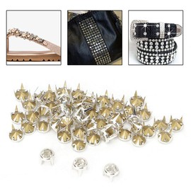 50 Set 7MM DIY Fashion White/Pink Rhinestone Claw Beads Nailhead Studs Punk Diamond Spikes Rivets for DIY Leather-Craft(White)
