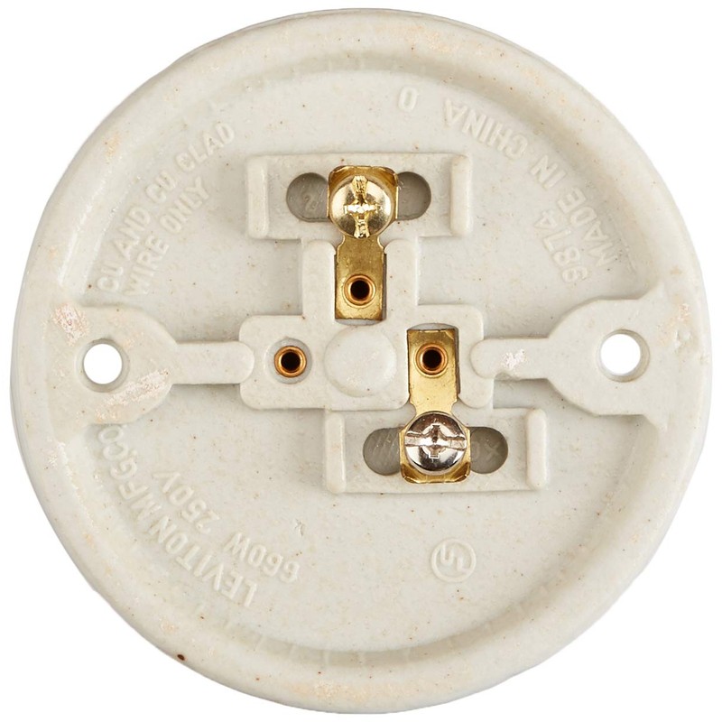 Leviton Porcelain Keyless Ceiling Lampholder, 3-3/4", 9874, White