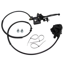 ATV Hydraulic Brake Assembly Master Cylinder Caliper Pads for 50cc 70cc 90cc 110cc 125cc 150cc 200cc 250cc Go Kart Quad Dirt Bike Buggy (BLACK-1)