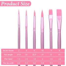 Paint by Number Brushes, 6 Pcs Acrylic Painting Brushes Set, Bulk Tiny Watercolor Paint Brush Professional Nylon Oil Painting Detail Brush for Beginners Body Face Nail Miniature Art