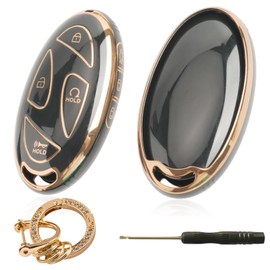 Yuiturt Key Fob Cover for Hyunda-i Tucson 2025/ Kona SX2 EV/ Ioniq 5/ Ioniq 6/ Sante Fe 2024 2025 2026 Key Cover, Car Key Case Protection, Remote Controls Key Shells, TPU Silica Gel(Black)