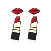 Lipstick Red Lip Dangle Earrings, Acrylic Statement Drop Earrings for