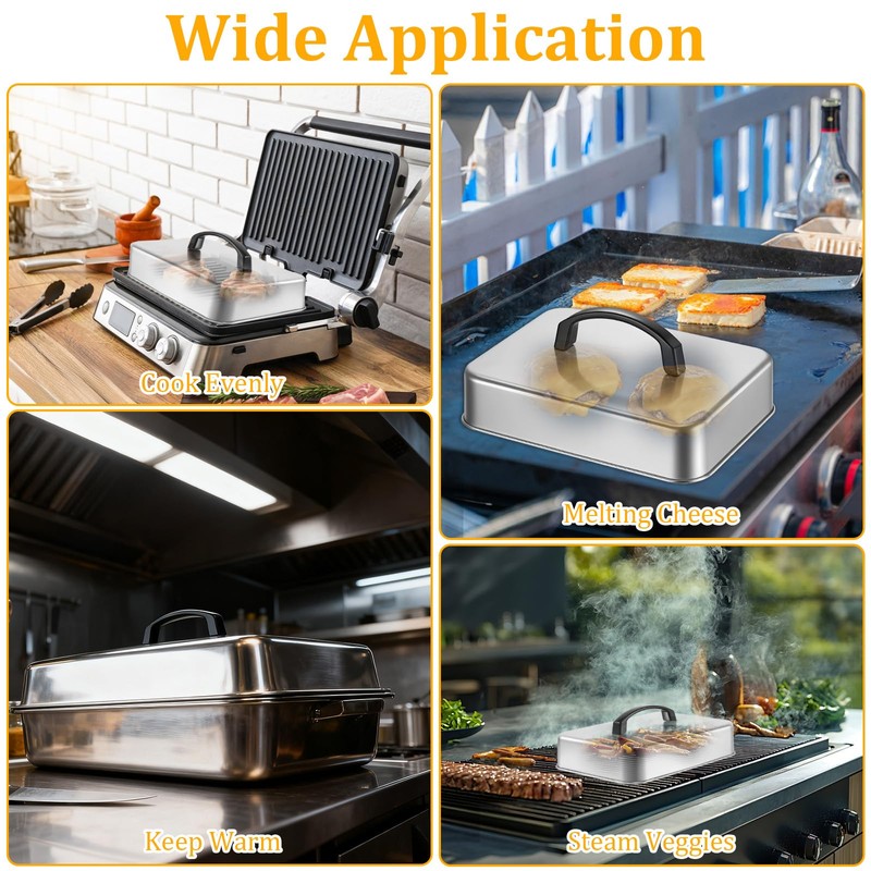 2pcs Rectangular Basting Cover, Stainless Steel Cheese Melting Dome Basting