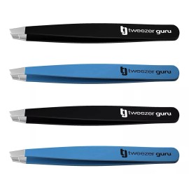 Tweezer Guru Juego De Pinzas Guru, De Acero Inoxidable, Con Punta Inclina
