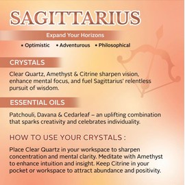 Aluminate Life Luxury Glass Jar Candle, Sagittarius Zodiac Sign, 8.8 oz - Crystal Infused - Scents of Scent:Pomegranate, Peppercorn, Cedar, & Patchouli - Coconut-Soy Wax, Essential Oil, Dr. Developed