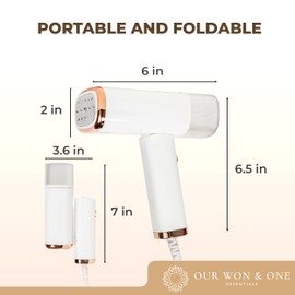 Travel Essentials : Steamer for Clothes - Home or Travel Steamer & Iron, White with Rose Gold Accents, 1000W Steam, Fast Heat Up, Removes Wrinkles in Seconds, a must-add to Travel Accessories