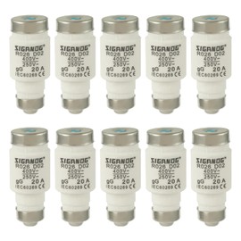 SIGANDG Neozed Fuses, D02 20A gL/gG 400VAC, D0 Type Fuse Insert (Pack of 10)