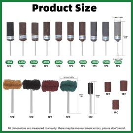 Keadic 18Pcs 180 to 2000 Grits Aluminum Oxide Abrasive Sanding Drums Sleeves Assortment with Mini Buffering Polishing Wheels for Sanding Deburring Blending Polishing