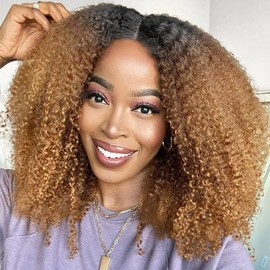 Mongolian Ombre Afro Kinky Curly Bundles Human Braiding Hair 14 16 18 Inch 1B/30 Afro Curly Weave Human Hair Bundles 4B 4C Afro Kinky Human Hair Extensions for Black Women