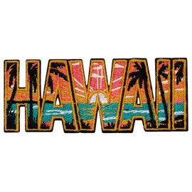EMBRO BOF Sunset Hawaii Patch – 1.5 pulgadas, parches de viaje Cool Aloha State – parches bordados para coser o planchar Hawaii para mochilas