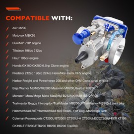 PWK 24mm Carburetor Fits 212cc Predator 196cc 6.5HP Coleman CT200U/BT200X Mini Bikes,Baja MB200,KT196 Go-Kart,GX160 OHV Clone Engines,Performance Upgrade Parts with Throttle Cable & Main Jets(Blue)