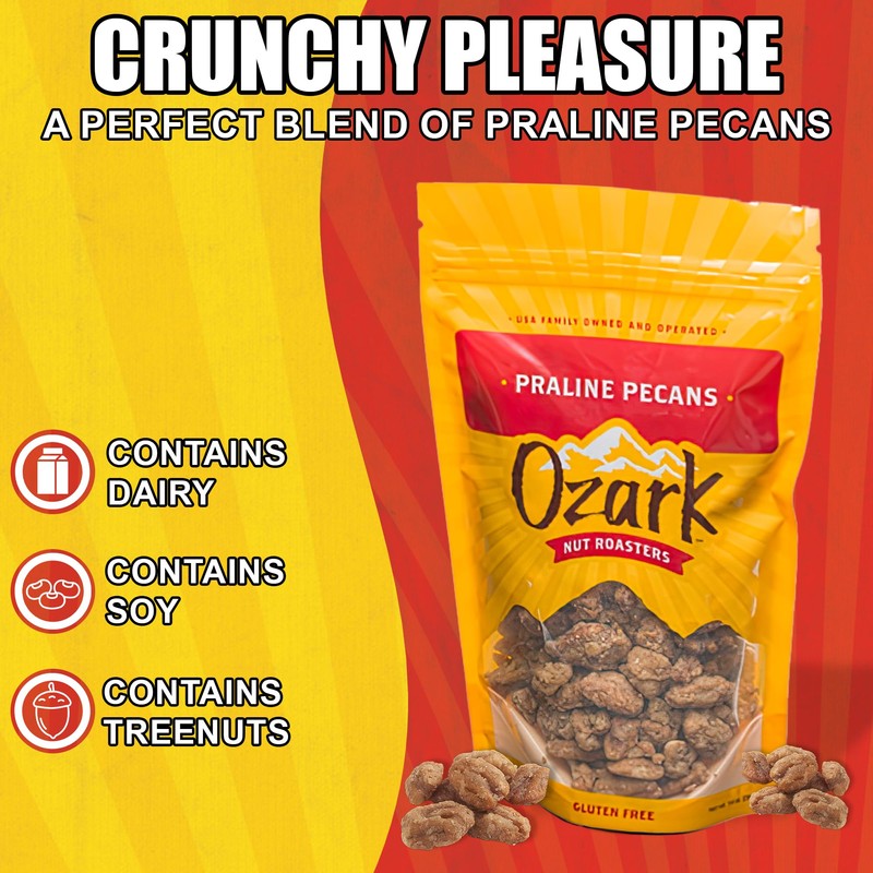 OZARK NUT ROASTERS, Praline Pecans, Sweet & Creamy French-Inspired Gourmet