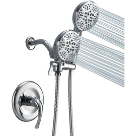 AUKTOPT Shower Faucet Set with Valve, High Pressure 3-way Water Diverter Shower Trim Kit Chrome