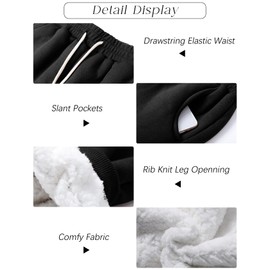 PEHMEA Women's Sherpa Lined Sweatpants Winter Warm, Fleece Joggers for Athletic Lounge(Black-S)