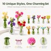 10-Pack Mini Vase Magnets for Fridge with Flowers, Glass Vases