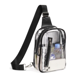 Flowston Clear Bag for Stadium Events with Inner Mesh Pocket Clear Sling Bag For Women Men Crossbody Purse for Concerts
