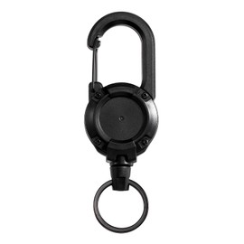 YeYeF Reel Keychain, Carabiner, Keychain, Reel Keychain, Strong, Metal Wire, Unisex, Extra Large Expandable Keychain, Black Carabiner, Reel, Stretchable Up to 25.6 inches (65 cm), Black