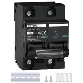 DIHOOL DC Circuit Breaker 100 Amp Solar Disconnect Switch 2p 1000V for PV, UPS, RV Battery,DIN Rail Mount…