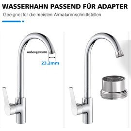 Yvyan Tap Adaptor, Pack of 2, Female Thread M24 to Male Thread M22 Tap Aerator Adapter, Ideal for Aerators and Washbasins (Silver, 24-22)