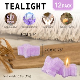 Lavender Scented Tealight Candles, Cute Purple Butterfly Shaped Tea Lights Candles, 12 Pack Clear Cup Colored Tealights Candle, 6 Hour Burn Time Tea Candles for Party, Home Decor, Votives, Spa