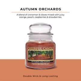 A Cheerful Giver - Autumn Orchards - 16oz Medium Scented Candle Jar with Lid - Cheerful Candle - 80 Hours of Burn Time, Christmas Gift for Women, Brown