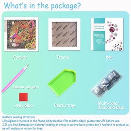 Libfx Diamond Art Kits for Kids with Frame Diamond Art for Kids Gem Arts and Crafts for Kids Ages 8 10 12 Girls Boys Christmas Birthday Gifts (Leopard)